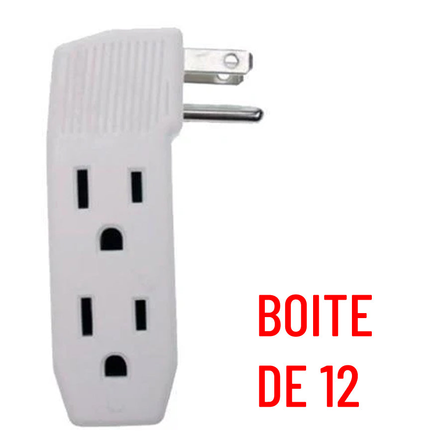 Elink EL-676 Adaptateur 3 Prises Latérales Avec Mise A La Terre Blanc (BOITE DE 12) - Simple Boutique