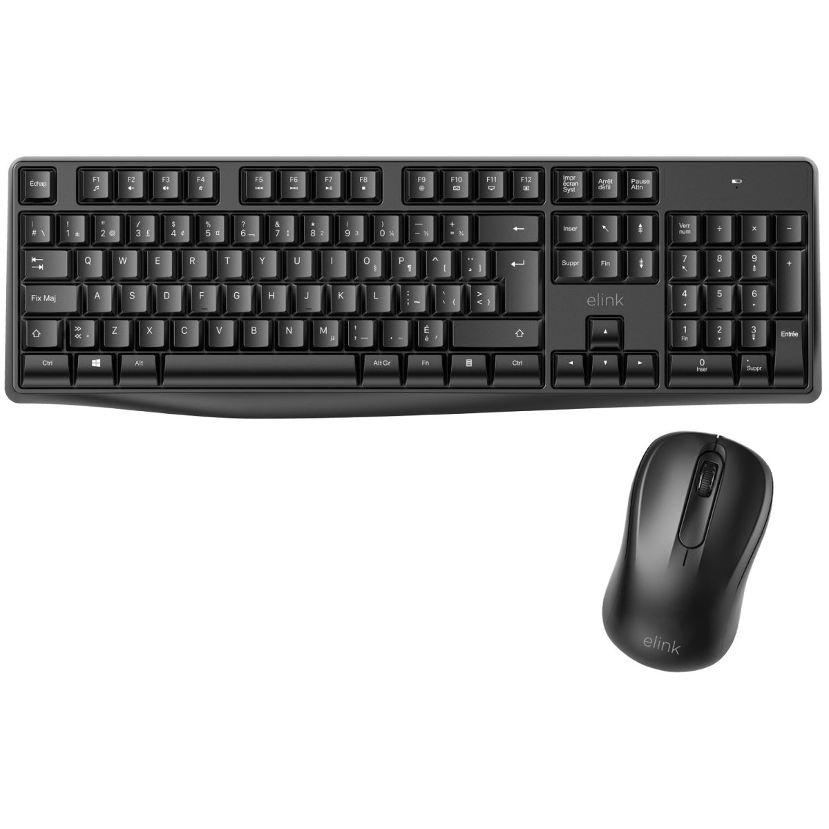 Elink - Ensemble Clavier Français et Souris Sans-Fil, 104 Touches, Noir - KB801F - Simple Boutique