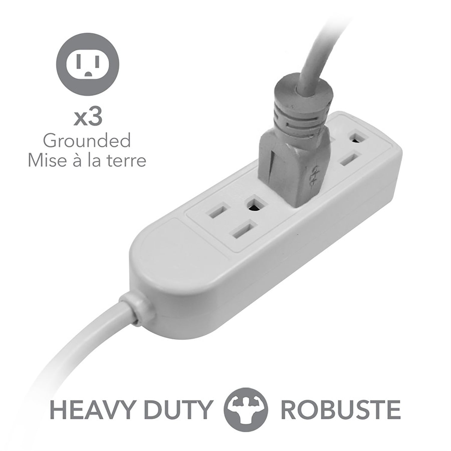 Elink - Ensemble de 2 Barres d'alimentation à 3 Prises, Robuste, Longeur de 5 Pieds, Blanc - Simple Boutique