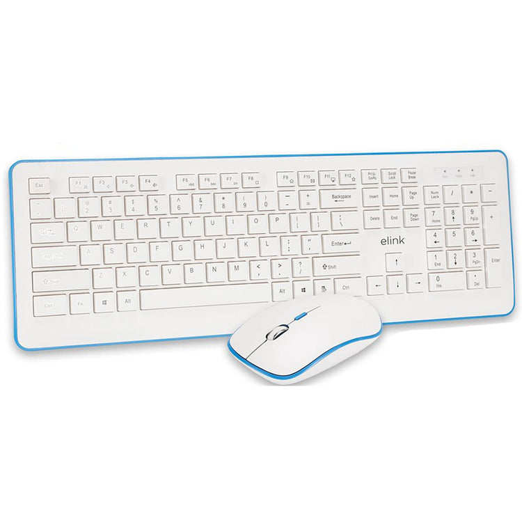 Elink KBR630 - Ensemble Clavier et Souris Sans-Fil, Rechargeable, 2.4GHz, Blanc - Simple Boutique