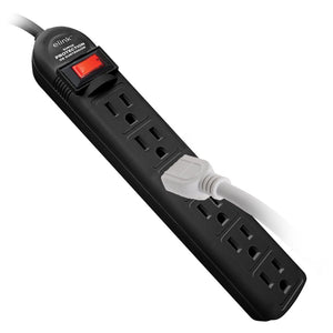 Elink - Protecteur de Surtension à 6 Prises, Protection 90 Joules, Cordon de 2 Pieds, Noir - Simple Boutique