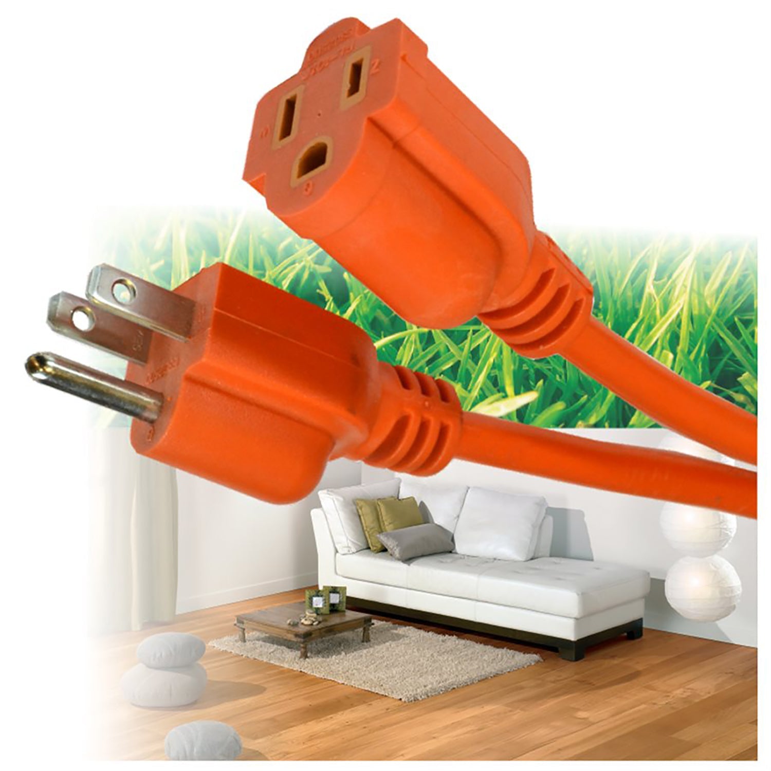 Elink - Rallonge Électrique Extérieur à 1 Prise, Longueur de 15 Pieds, Orange - Simple Boutique
