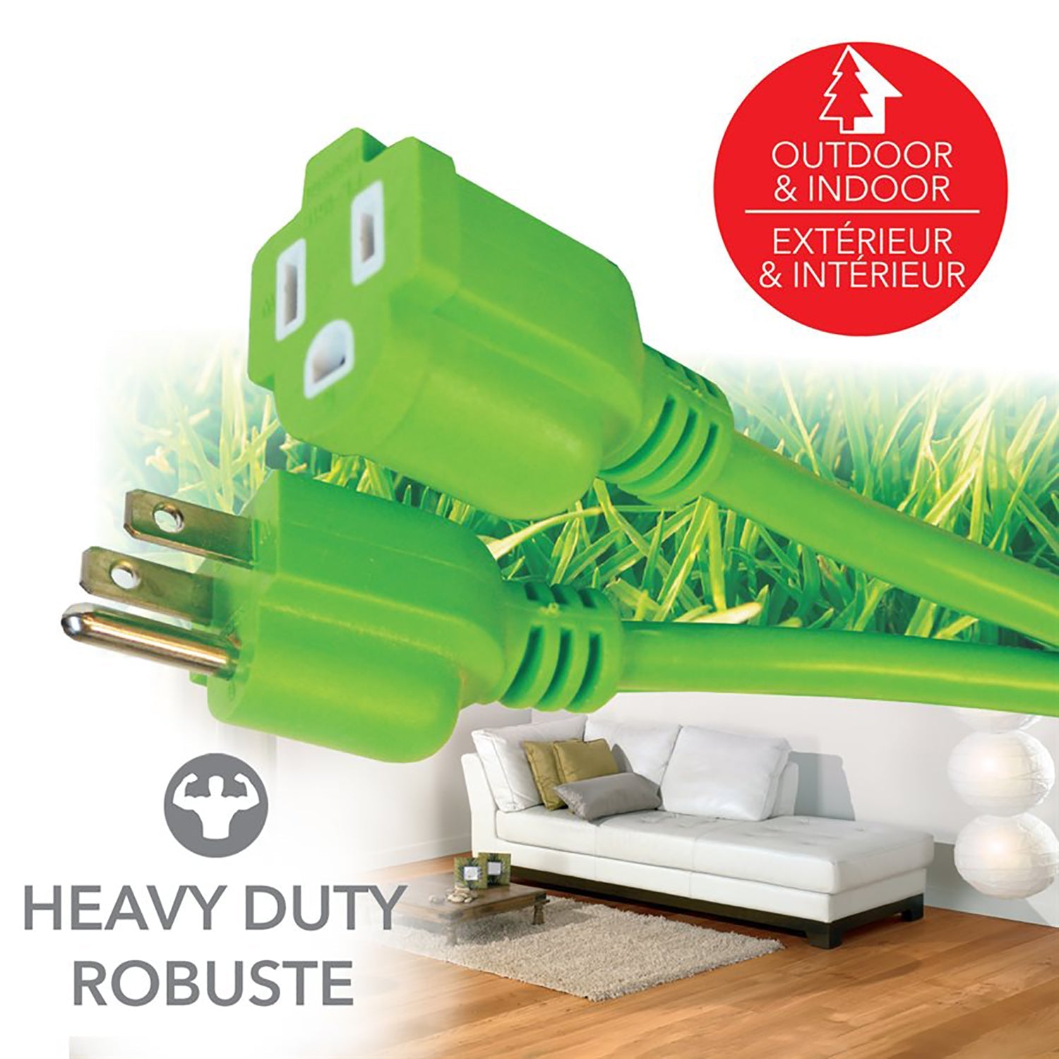 Elink - Rallonge Électrique Extérieur à 1 Prise, Longueur de 15 Pieds, Vert - Simple Boutique