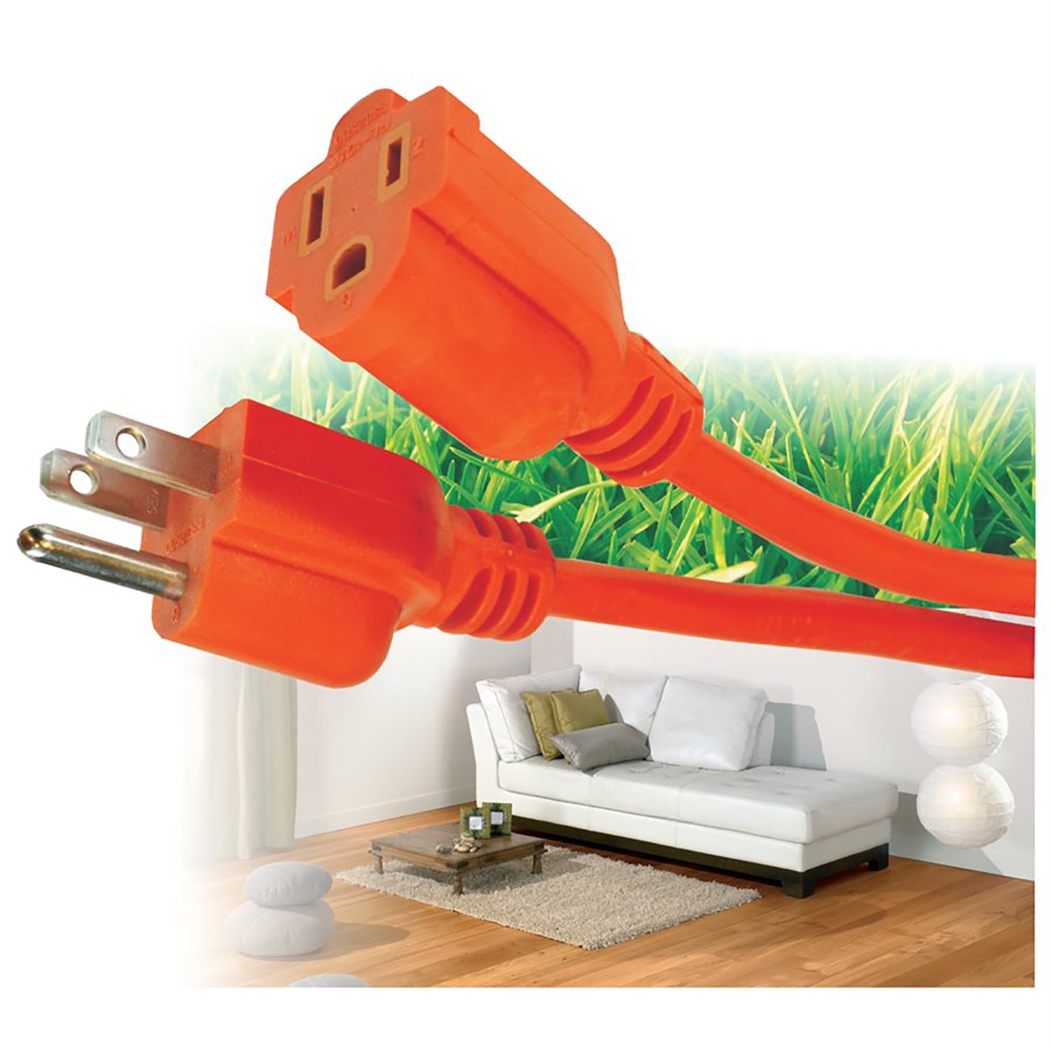 Elink - Rallonge Électrique Extérieur à 1 Prise, Longueur de 25 Pieds, Orange - Simple Boutique