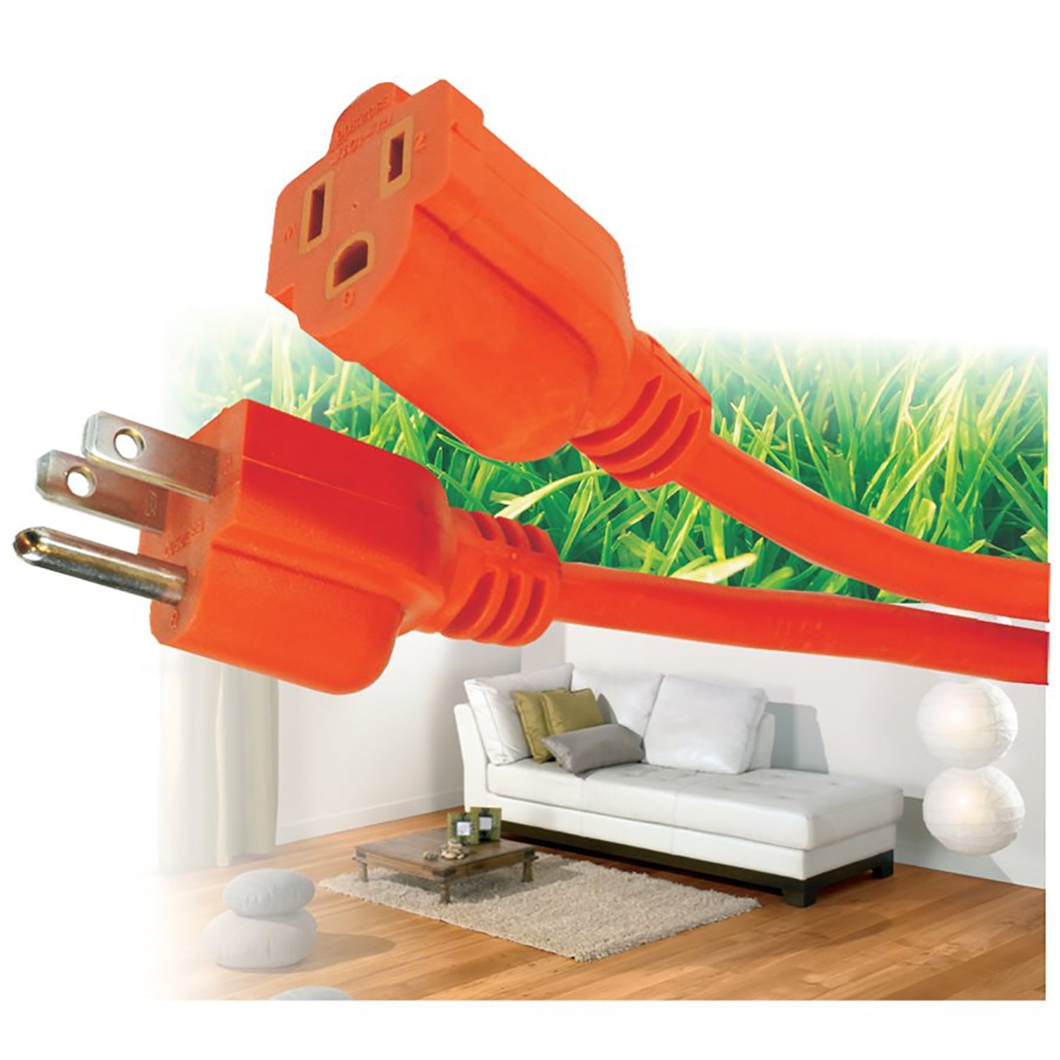 Elink - Rallonge Électrique Extérieur à 1 Prise, Longueur de 50 Pieds, Orange - Simple Boutique
