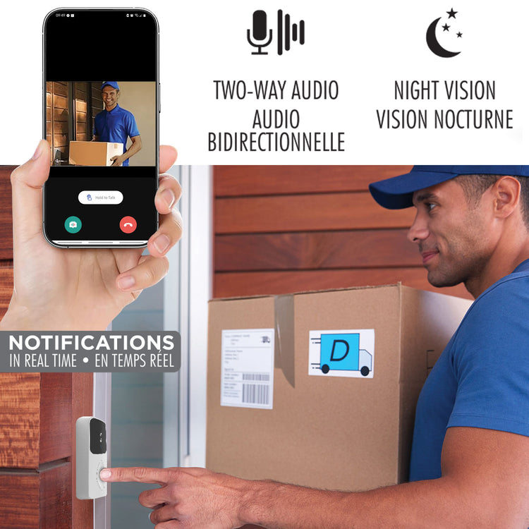 Elink Sonnette Vidéo Sans Fil Rechargeable avec Carillon, Vision Nocturne et Audio Bidirectionnel, Blanc - Simple Boutique