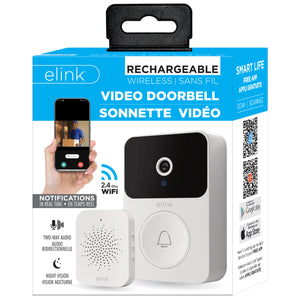 Elink Sonnette Vidéo Sans Fil Rechargeable avec Carillon, Vision Nocturne et Audio Bidirectionnel, Blanc - Simple Boutique