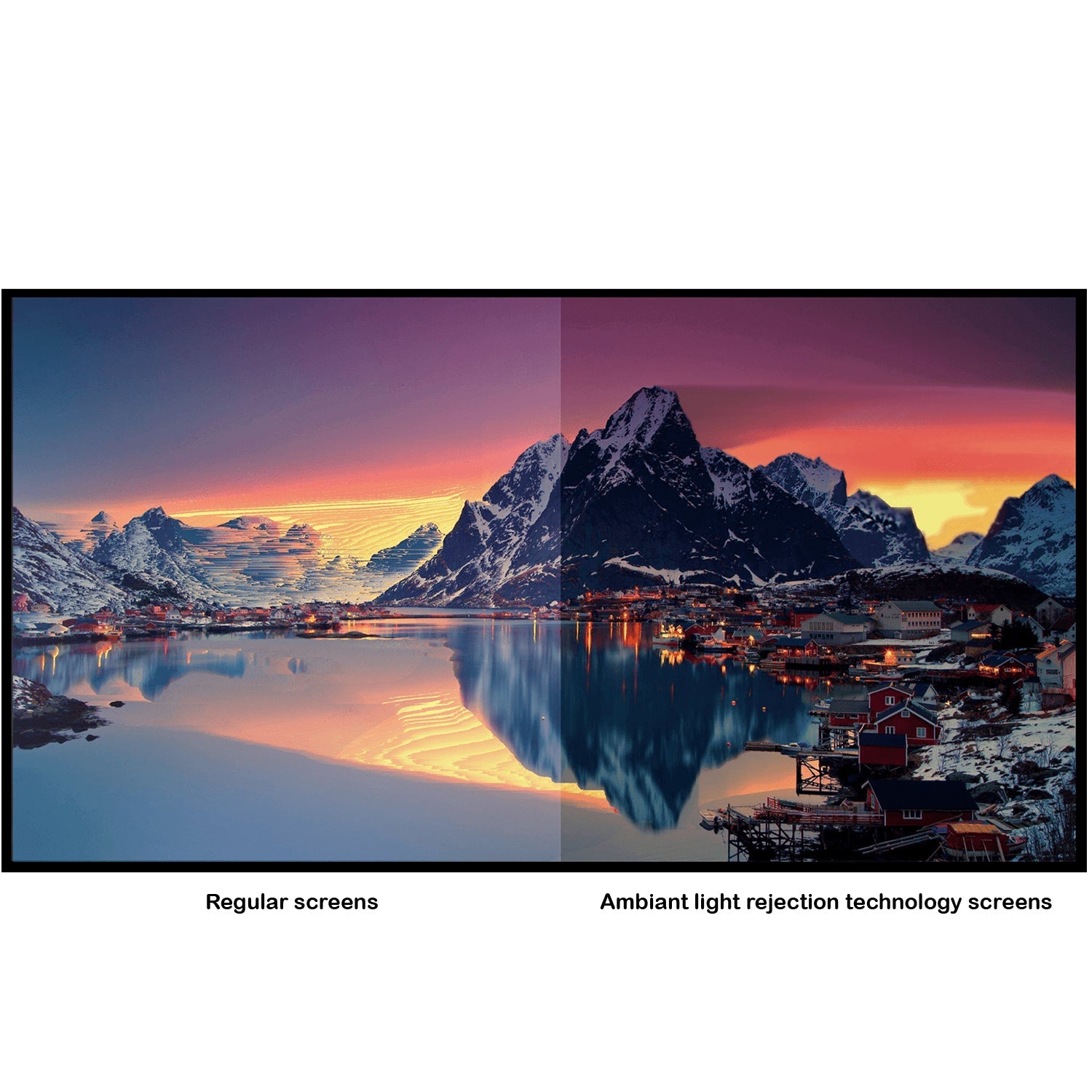 EluneVision - Écran de Projection ALR NanoEdge à Focal Ultra Courte, Aurora 8K, 16:9, Rejet de la Lumière Ambiante - Simple Boutique