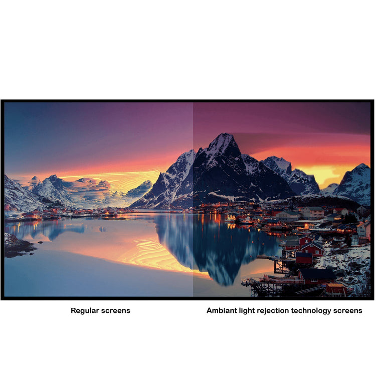 EluneVision - Écran de Projection ALR NanoEdge à Focal Ultra Courte, Aurora 8K, 16:9, Rejet de la Lumière Ambiante - Simple Boutique