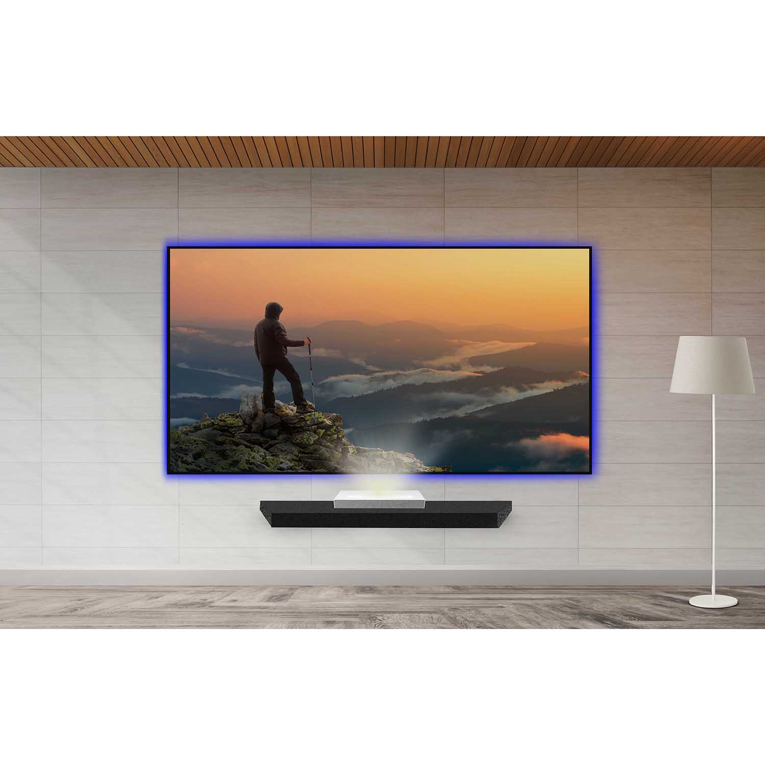 EluneVision - Écran de Projection ALR NanoEdge à Focal Ultra Courte, Aurora 8K, 16:9, Rejet de la Lumière Ambiante - Simple Boutique