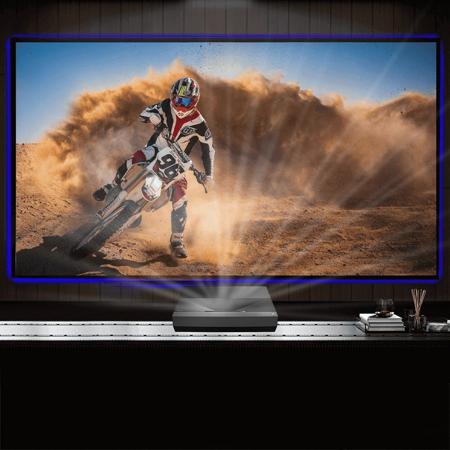 EluneVision - Écran de Projection ALR UST NanoEdge à Focale Ultra Courte, Reference Studio 8K, 16:9 - Simple Boutique