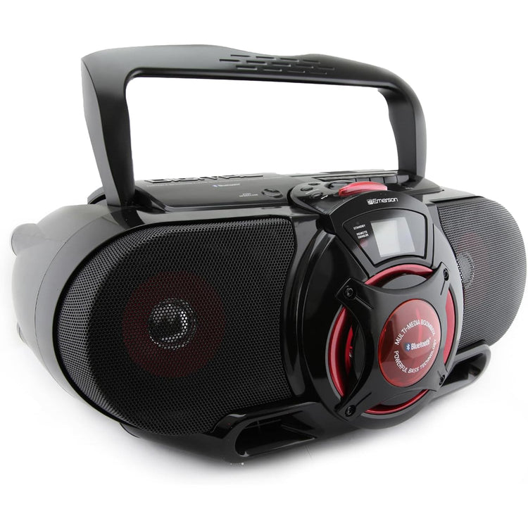 Emerson - BoomBox Portable avec Lecteur CD et Casette, Bluetooth, Radio AM/FM, Entrée USB, Rouge - Simple Boutique