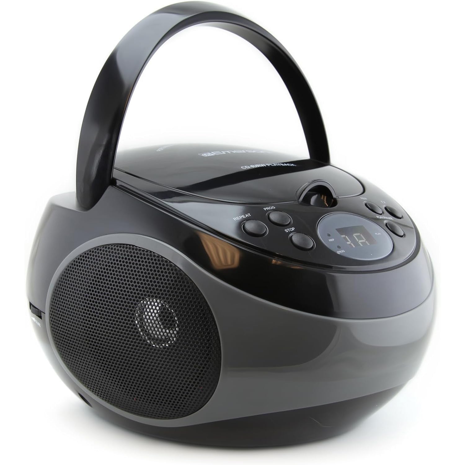 Emerson - Lecteur CD Portable avec Radio Stéréo AM/FM et Prise AUX, Gris - Simple Boutique