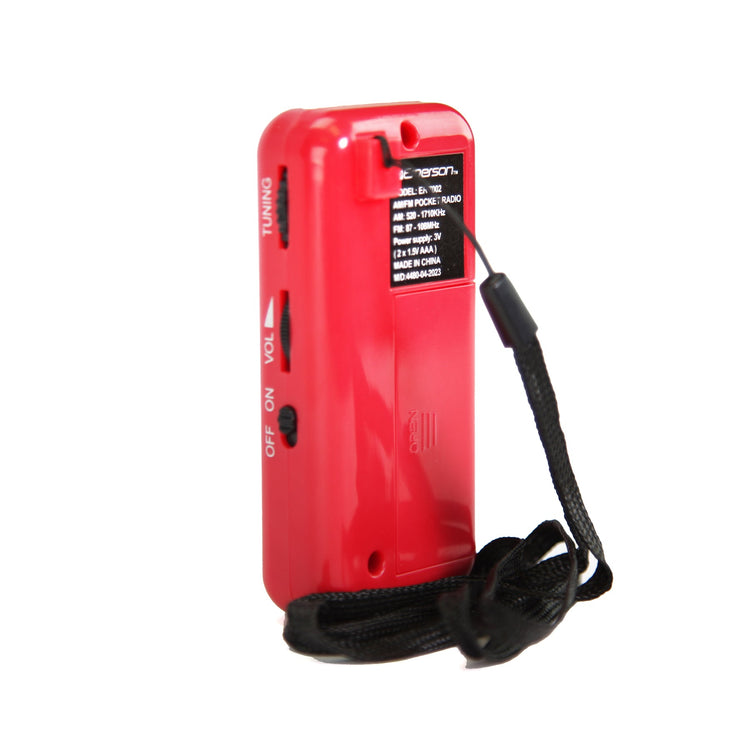 Emerson - Mini Radio AM/FM Portable, avec Écouteurs inclus, Argent et Rouge - ER-7002-RD - Simple Boutique