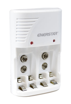 Enerstar Chargeur pour Piles Rechargeables AA, AAA et 9 V, Blanc - Simple Boutique