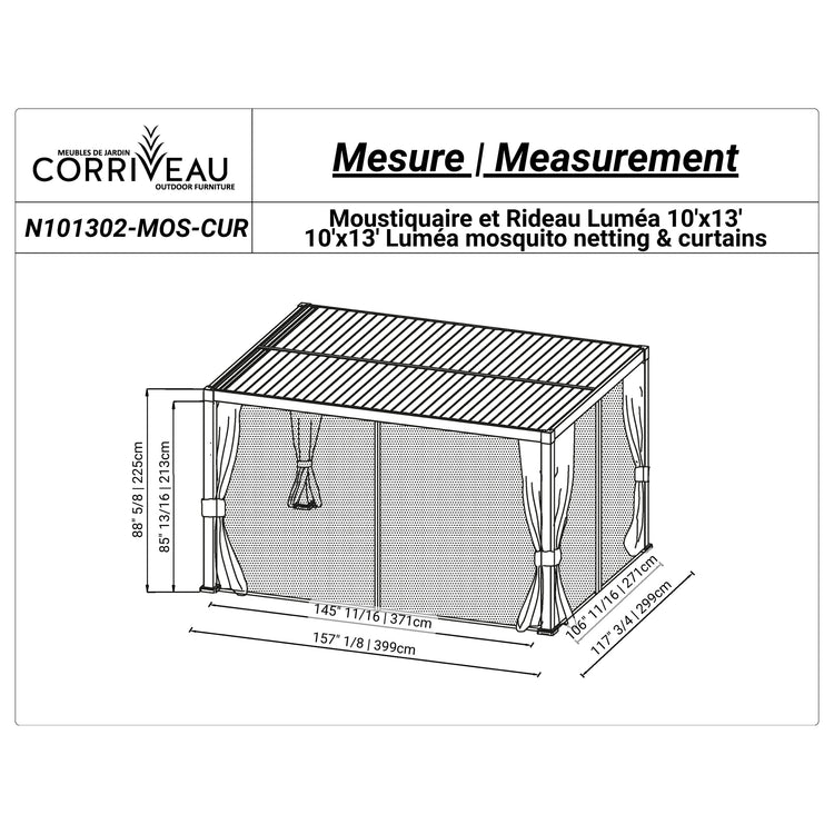 Ensemble Rideaux et Moustiquaire pour Pergola Luméa 10' x 13', Noir - Simple Boutique