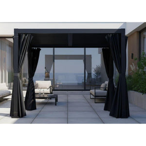 Ensemble Rideaux et Moustiquaire pour Pergola Luméa 10' x 10', Noir - Simple Boutique