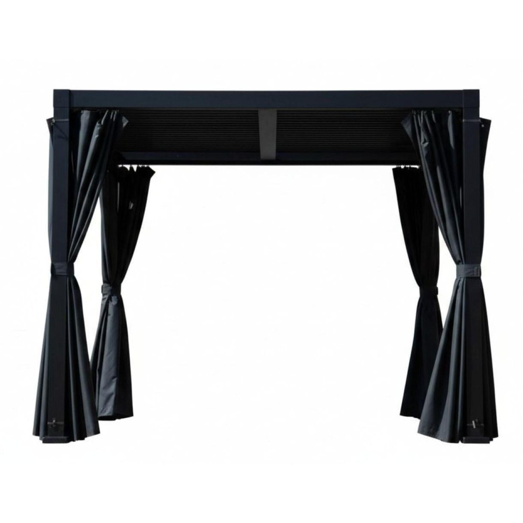 Ensemble Rideaux et Moustiquaire pour Pergola Luméa 10' x 10', Noir - Simple Boutique