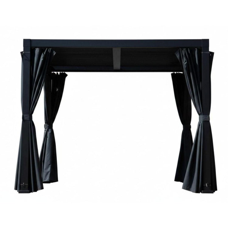 Ensemble Rideaux et Moustiquaire pour Pergola Luméa 10' x 10', Noir - Simple Boutique