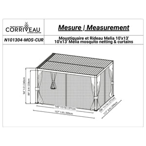 Ensemble Rideaux et Moustiquaire pour Pergola Mélia 10' x 13', Noir - Simple Boutique
