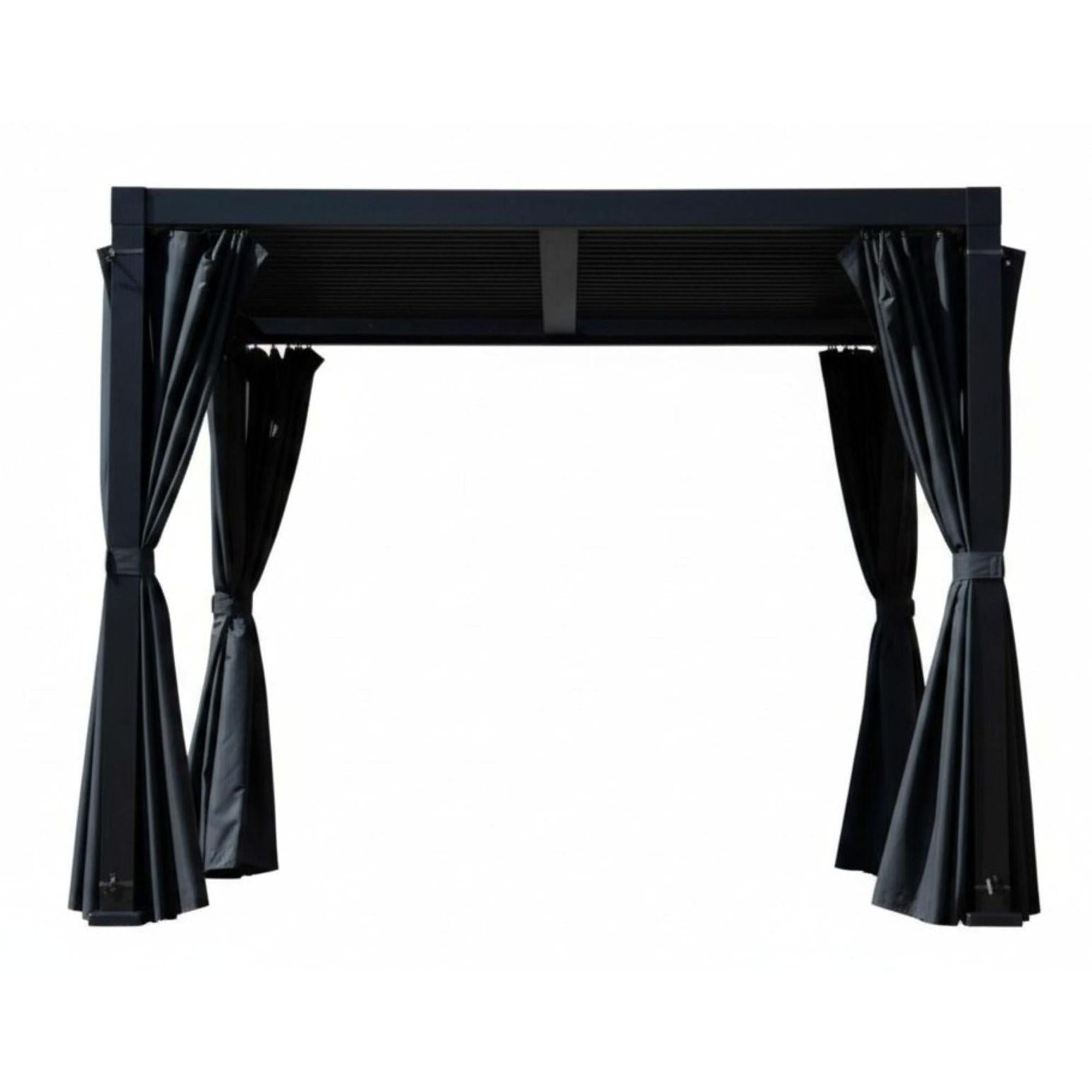 Ensemble Rideaux et Moustiquaire pour Pergola Mélia 10' x 13', Noir - Simple Boutique