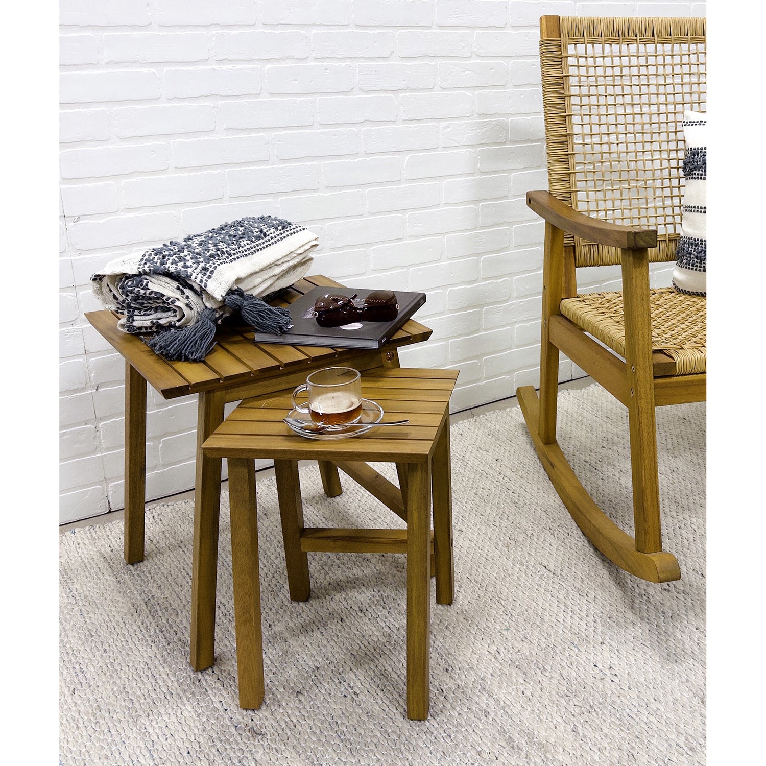 Ensemble de 2 Tables Vario, Interieur/Extérieur, Fabriqué en Bois d'acacia - Simple Boutique