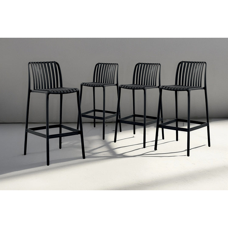Ensemble de 4 Chaises Hauteur Bar, Intérieur/Extérieur, Noir - Simple Boutique