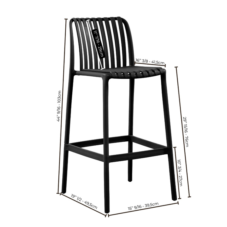 Ensemble de 4 Chaises Hauteur Bar, Intérieur/Extérieur, Noir - Simple Boutique