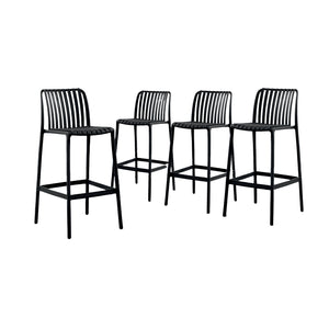 Ensemble de 4 Chaises Hauteur Bar, Intérieur/Extérieur, Noir - Simple Boutique