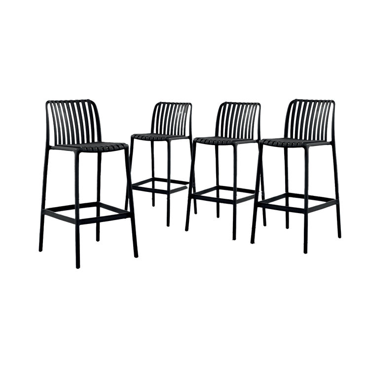 Ensemble de 4 Chaises Hauteur Bar, Intérieur/Extérieur, Noir - Simple Boutique