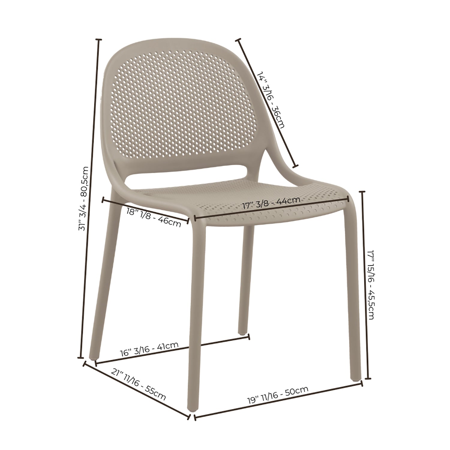 Ensemble de 4 Chaises à Dîner Summer, Intérieur/Extérieur, Greige - Simple Boutique