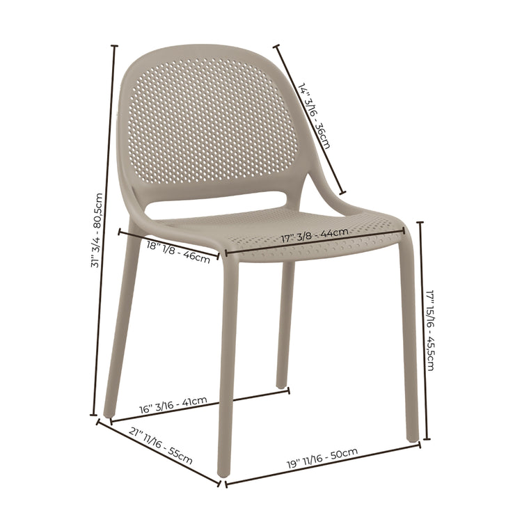Ensemble de 4 Chaises à Dîner Summer, Intérieur/Extérieur, Greige - Simple Boutique