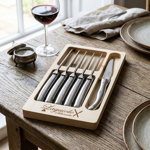 Ensemble de 6 couteaux à steak Laguiole avec coffret de rangement en bois - Simple Boutique