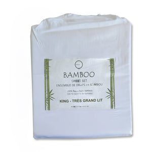 Ensemble de Drap en Bambou, Hypoallergénique, Grandeur King, Blanc - Simple Boutique