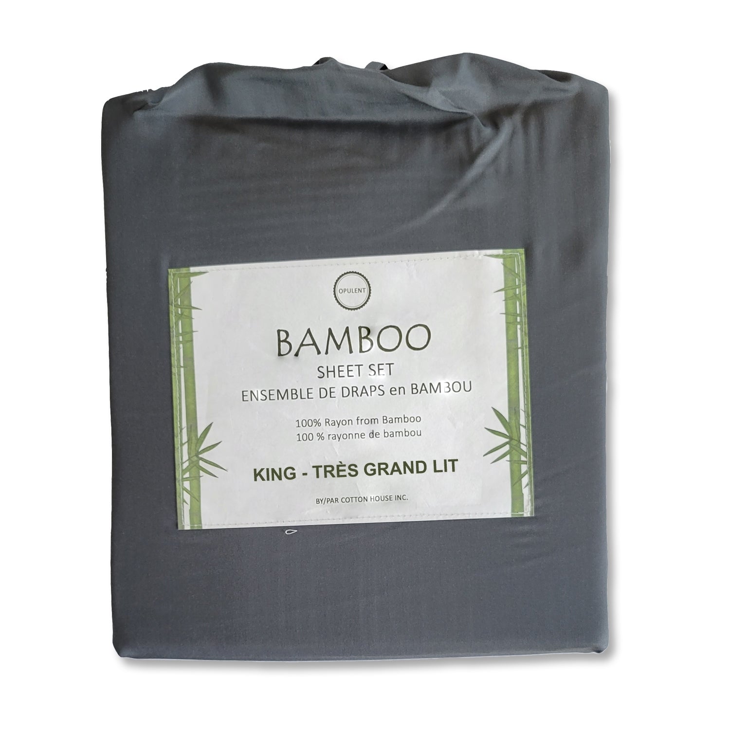 Ensemble de Drap en Bambou, Hypoallergénique, Grandeur King, Gris Foncé - Simple Boutique