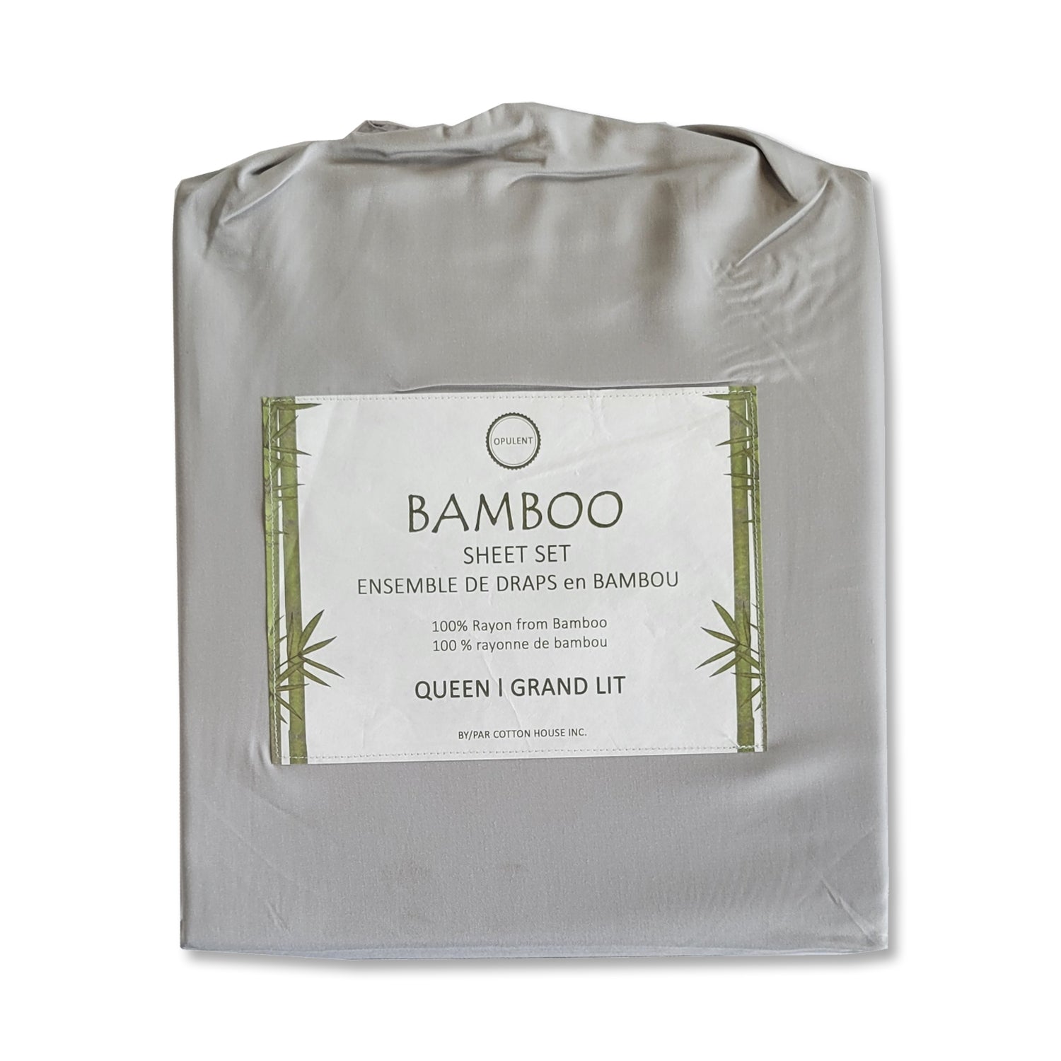 Ensemble de Drap en Bambou, Hypoallergénique, Grandeur Queen, Gris Pâle - Simple Boutique