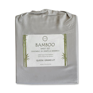 Ensemble de Drap en Bambou, Hypoallergénique, Grandeur Queen, Gris Pâle - Simple Boutique