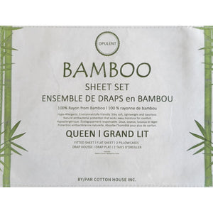 Ensemble de Drap en Bambou, Hypoallergénique, Grandeur Queen, Gris Pâle - Simple Boutique