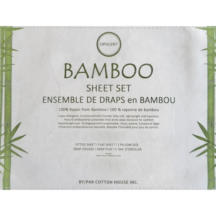 Ensemble de Drap en Bambou, Hypoallergénique, Grandeur Simple, Gris Pâle - Simple Boutique