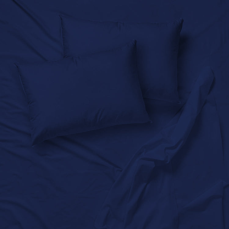 Ensemble de Drap en Microfibre Infroissable, Grandeur Double, Bleu Foncé - Simple Boutique