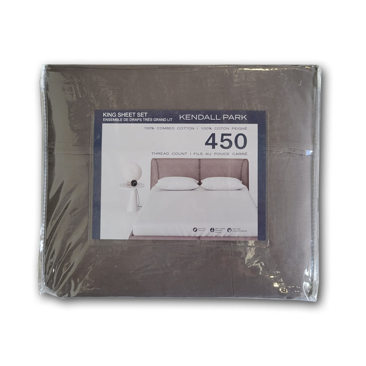 Ensemble de Draps 100% Coton, 450 Fils au Pouce Carré, Grandeur King, Charcoal - Simple Boutique