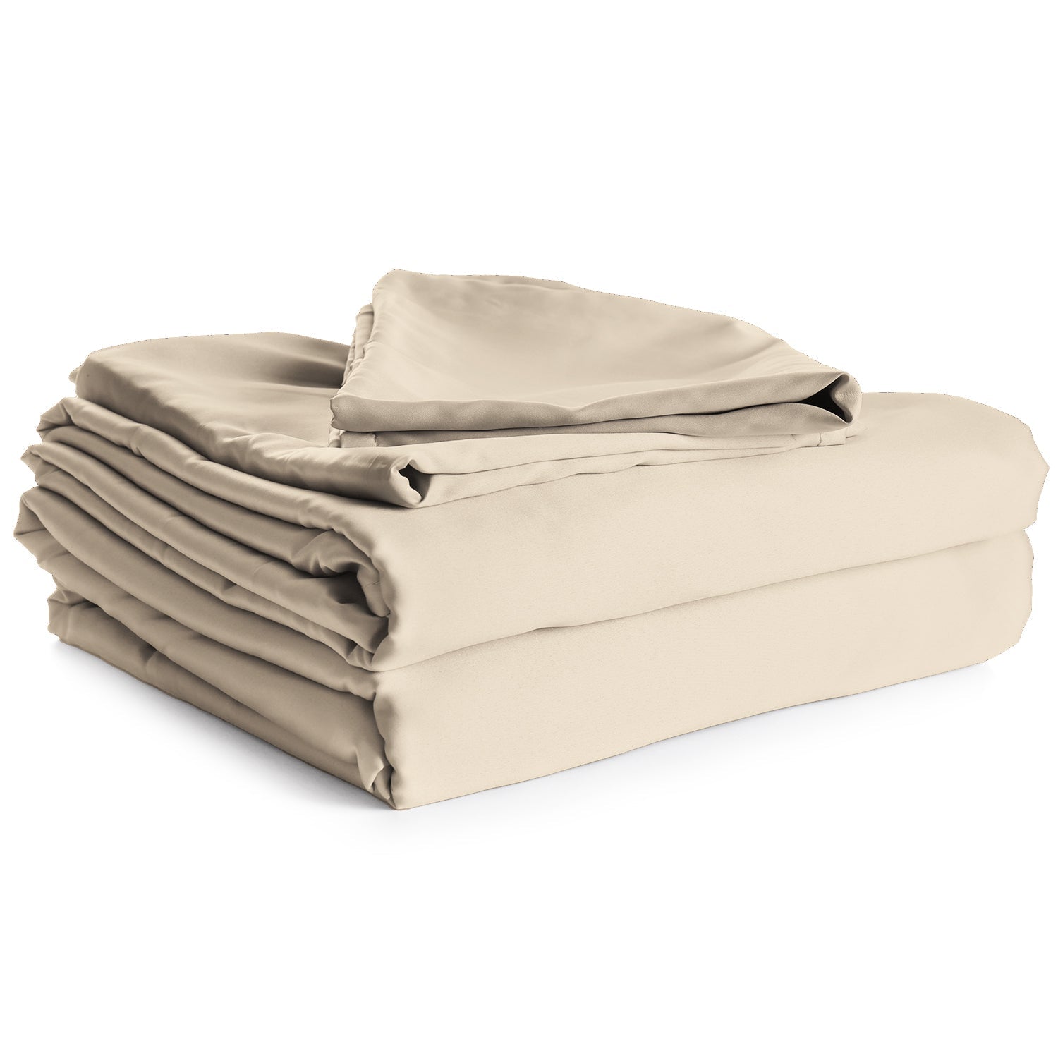 Ensemble de Draps 100% Coton, 450 Fils au Pouce Carré, Grandeur Queen, Beige - Simple Boutique