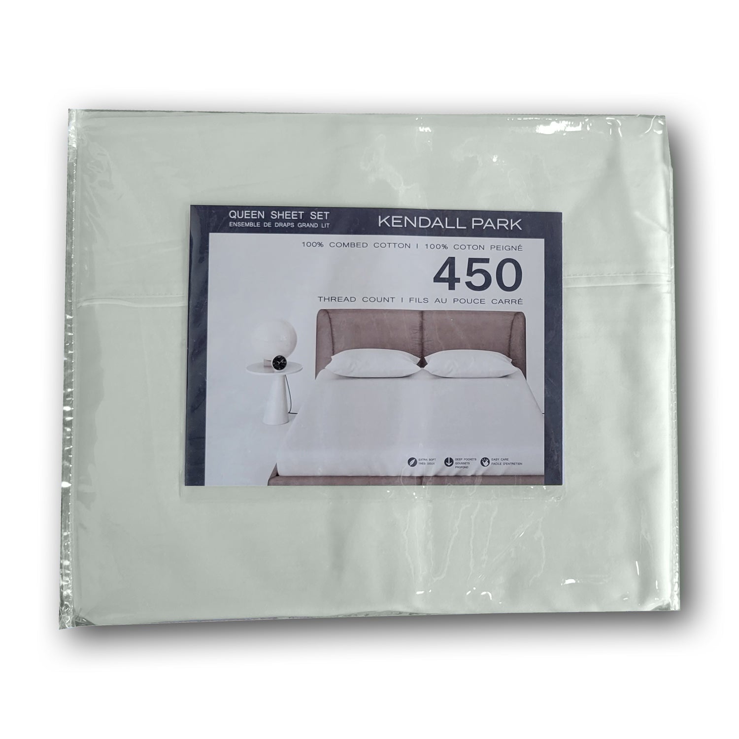 Ensemble de Draps 100% Coton, 450 Fils au Pouce Carré, Grandeur Queen, Vert - Simple Boutique