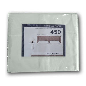 Ensemble de Draps 100% Coton, 450 Fils au Pouce Carré, Grandeur Queen, Vert - Simple Boutique