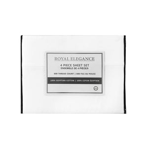 Ensemble de Draps 100% Coton Égyptien, 600 Fils par Pouce, Blanc (2 Grandeurs Disponible) - Simple Boutique
