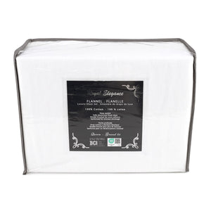Simple B Bedding Ensemble de Draps de Flanelle, 100% Coton, Grandeur Grand Lit Queen, Blanc - Simple Boutique