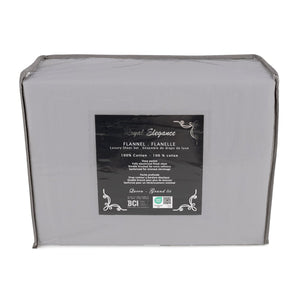 Ensemble de Draps de Flanelle, 100% Coton, Grandeur Simple, Gris Pâle - Simple Boutique