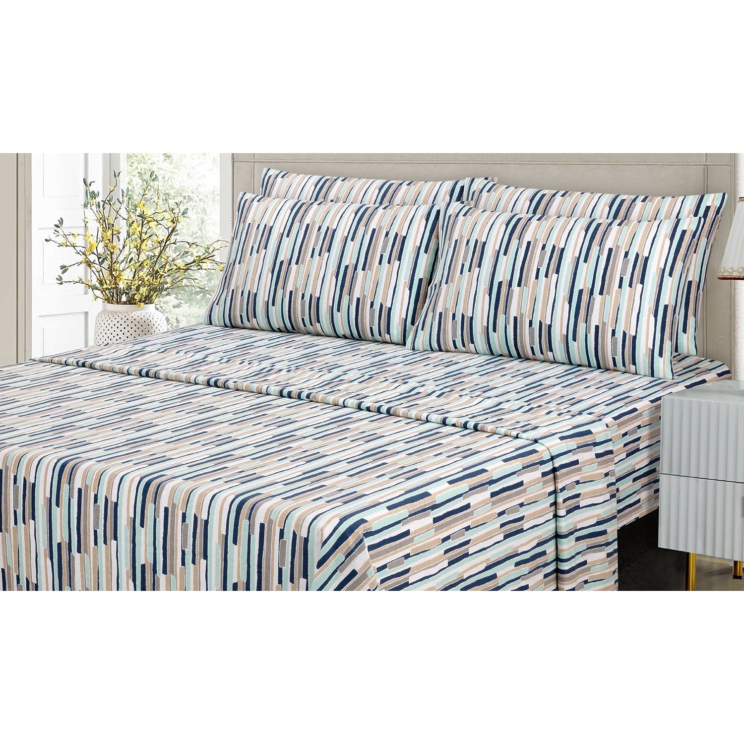 Ensemble de Draps de Flanelle, 100% Coton, Motif Pluie (4 Grandeurs Disponibles) - Simple Boutique