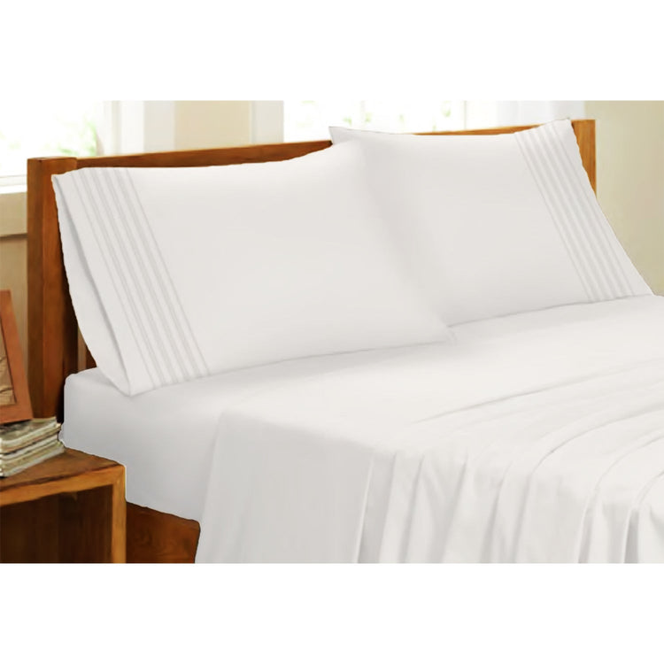 Ensemble de Draps en Microfibre, Infroissable, Grandeur Double, Blanc - Simple Boutique