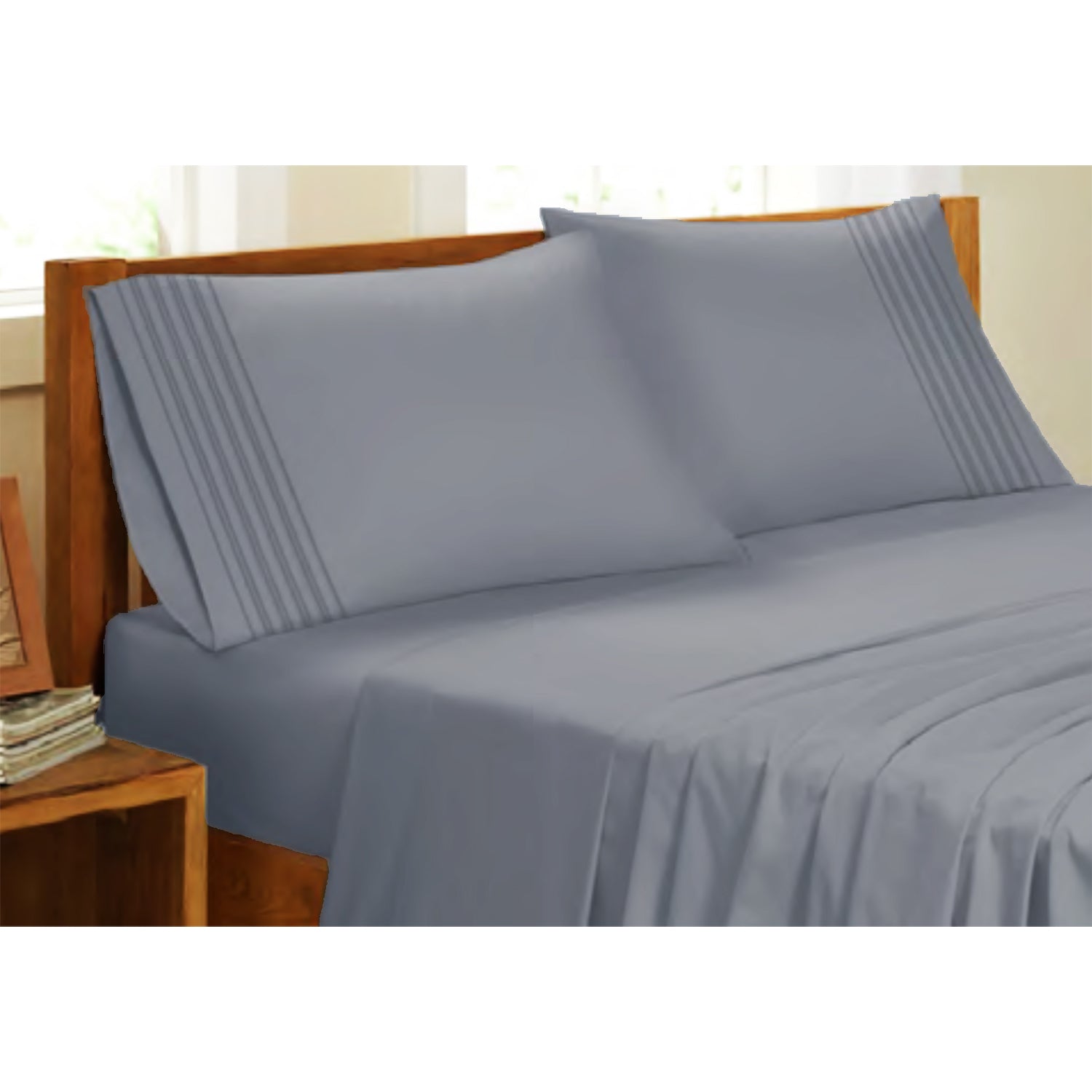 Ensemble de Draps en Microfibre, Infroissable, Grandeur Double, Charbon - Simple Boutique